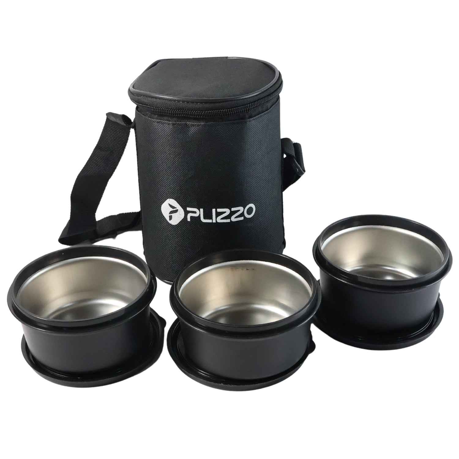 Insulated Stainless Steel Tiffin Lunch Box – 3 Containers with Carry Bag