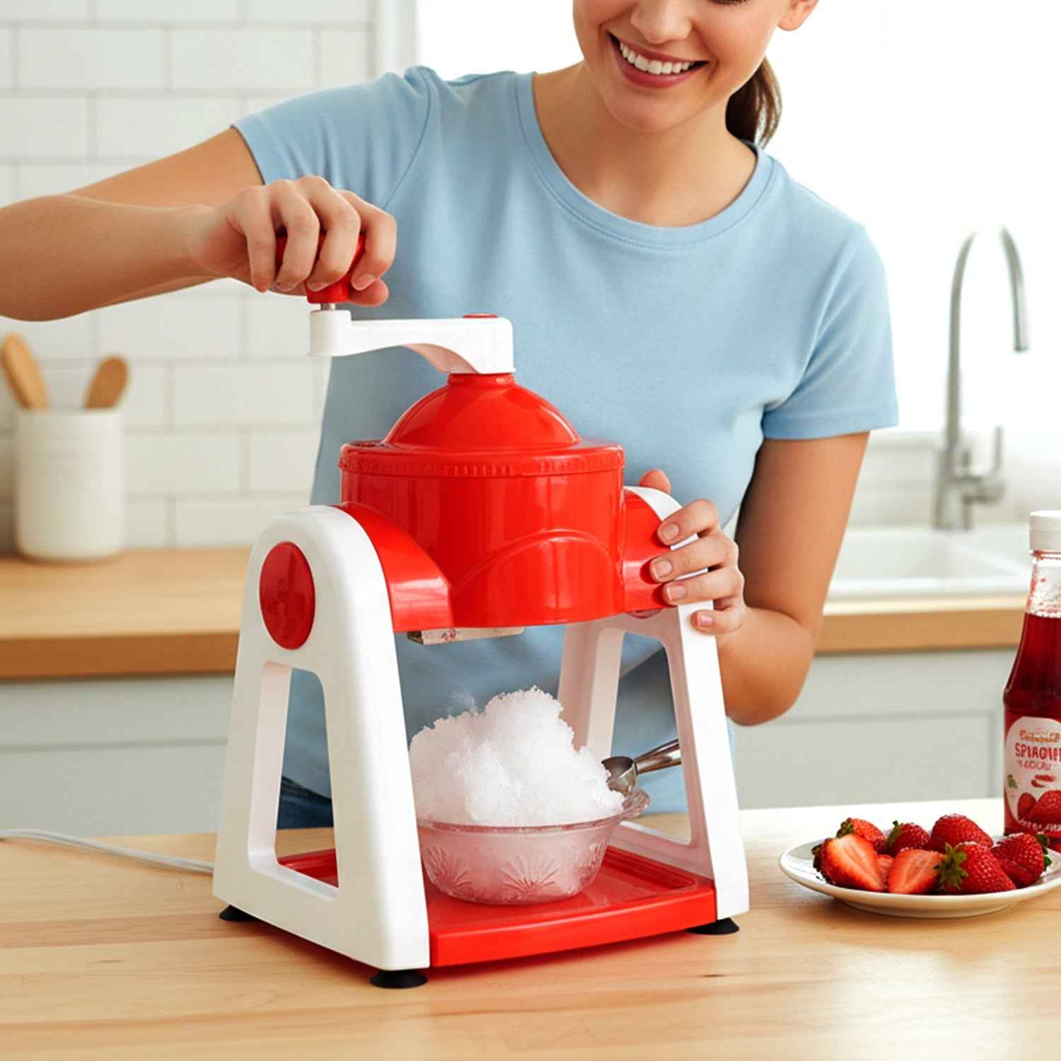 Manual Gola Maker – Portable Red Ice Slush Machine for Refreshing Treats