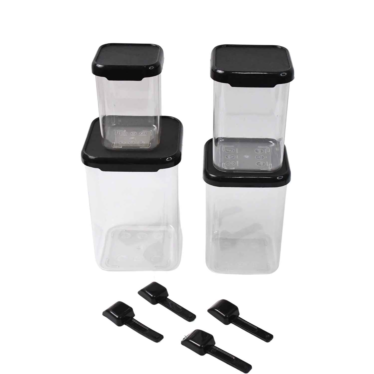 Air Tight Containers – 4 Pc Plastic Storage Set with Spoon