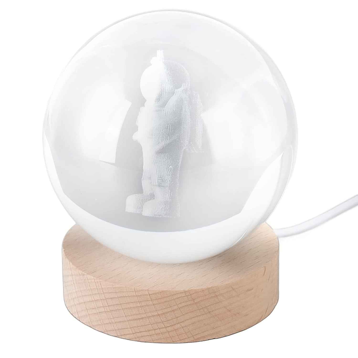 The Moon Crystal Ball Lamp shown in a living room setting, highlighting its elegant home decoration appeal.