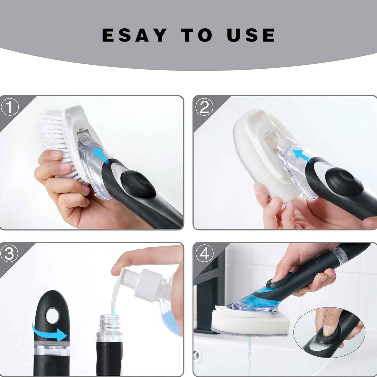 Soap Dispensing Dish Brush – Refillable Kitchen Scrubber | VelvetBubbles