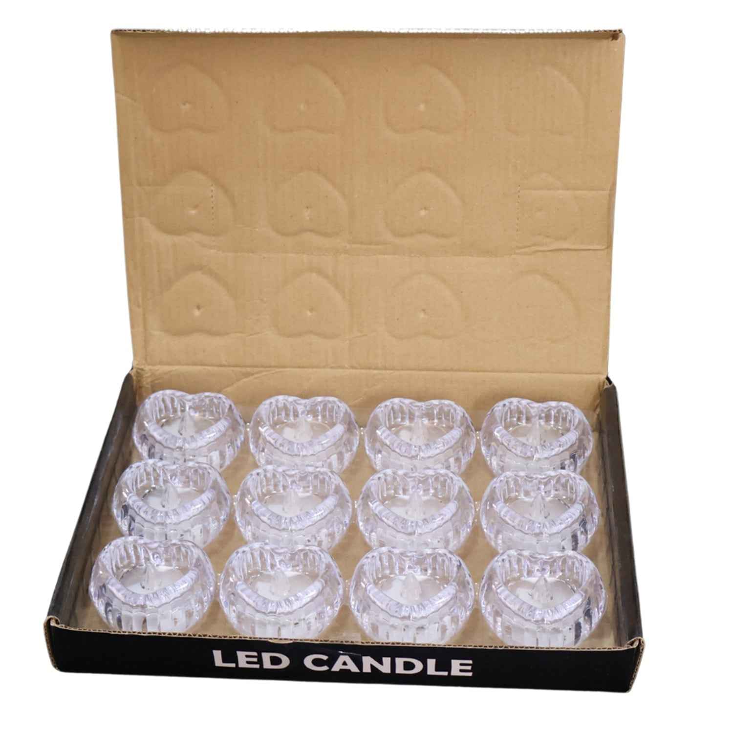Heart-Shaped LED Flameless Candles – Set of 12 Elegant Lights