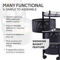 Kitchen Trolley with Wheels – Metal 3-Layer Organizer | Tidy Table