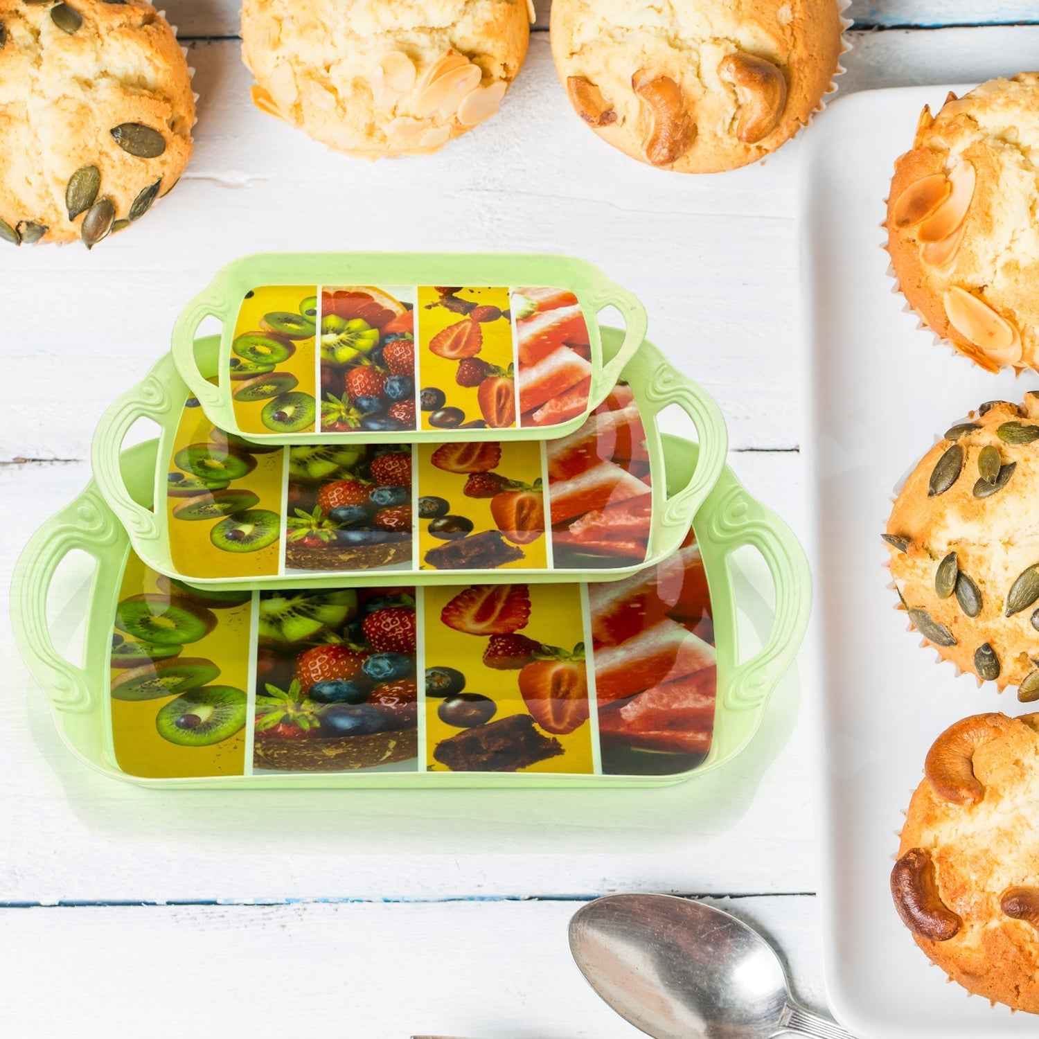 Serving Tray Set – Multicolor Mix Sizes, Lightweight & Stylish