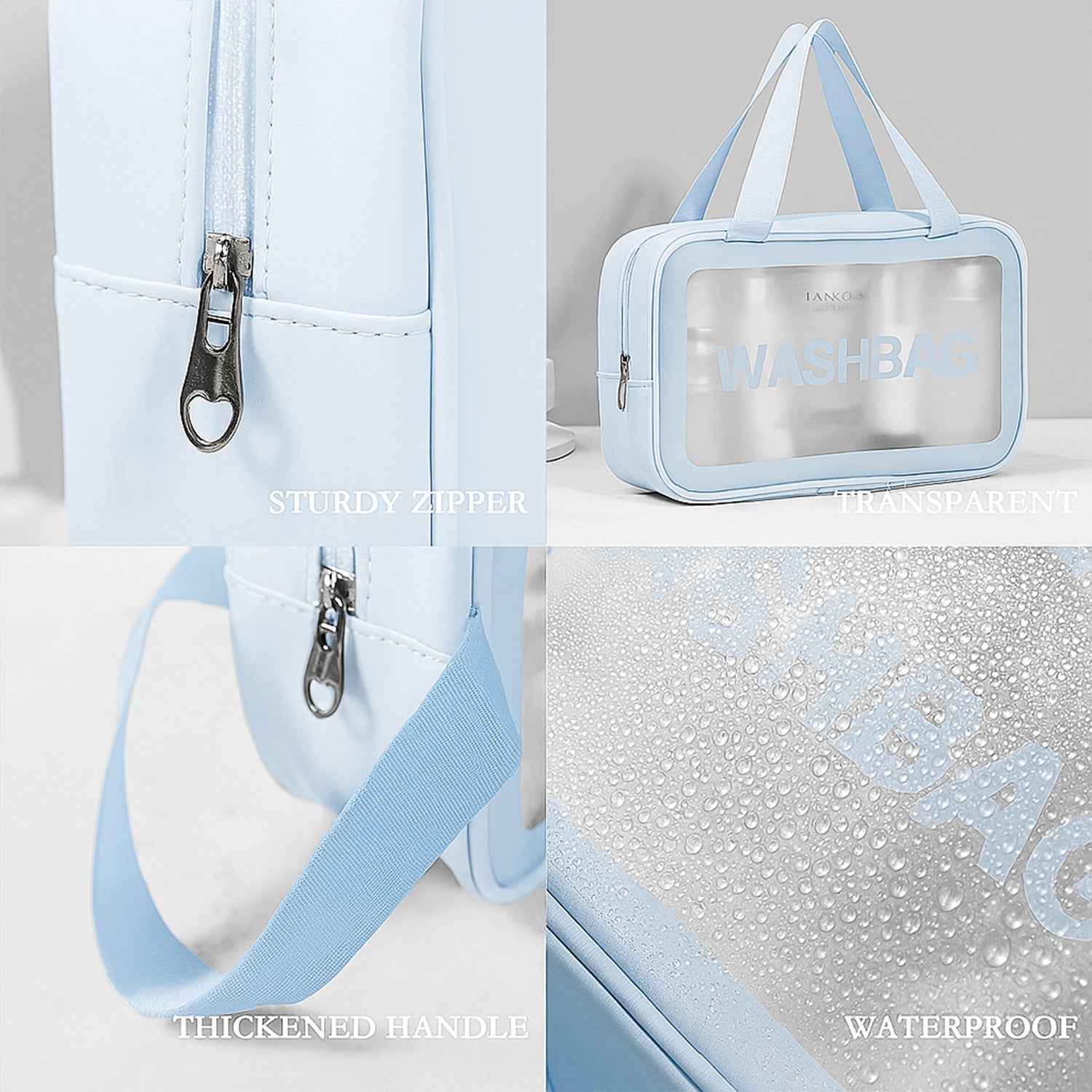 Waterproof Transparent Travel Toiletry Bag Set – 3 Sizes for Easy Organization