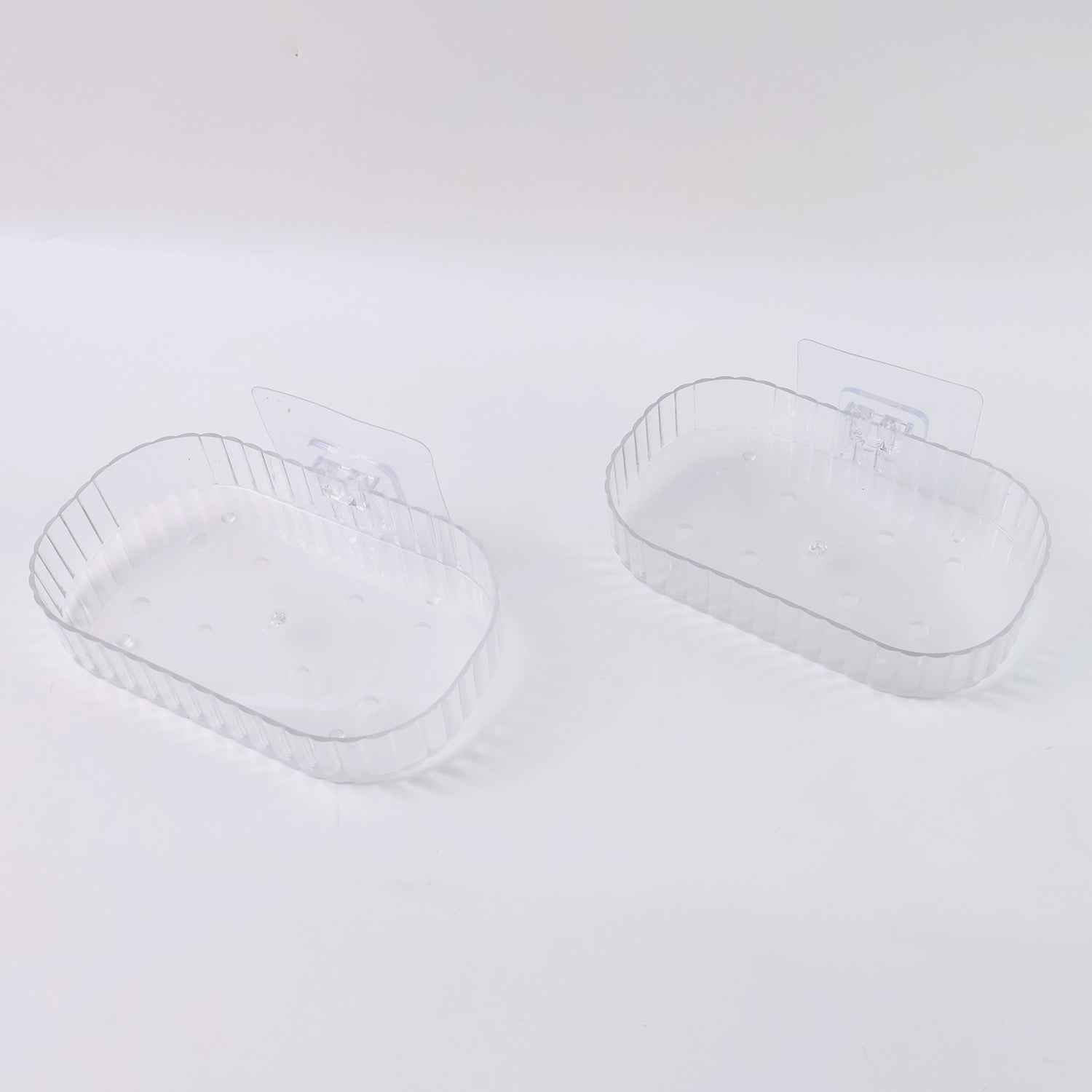 Sleek transparent soap tray with easy wall mount feature and drainage
