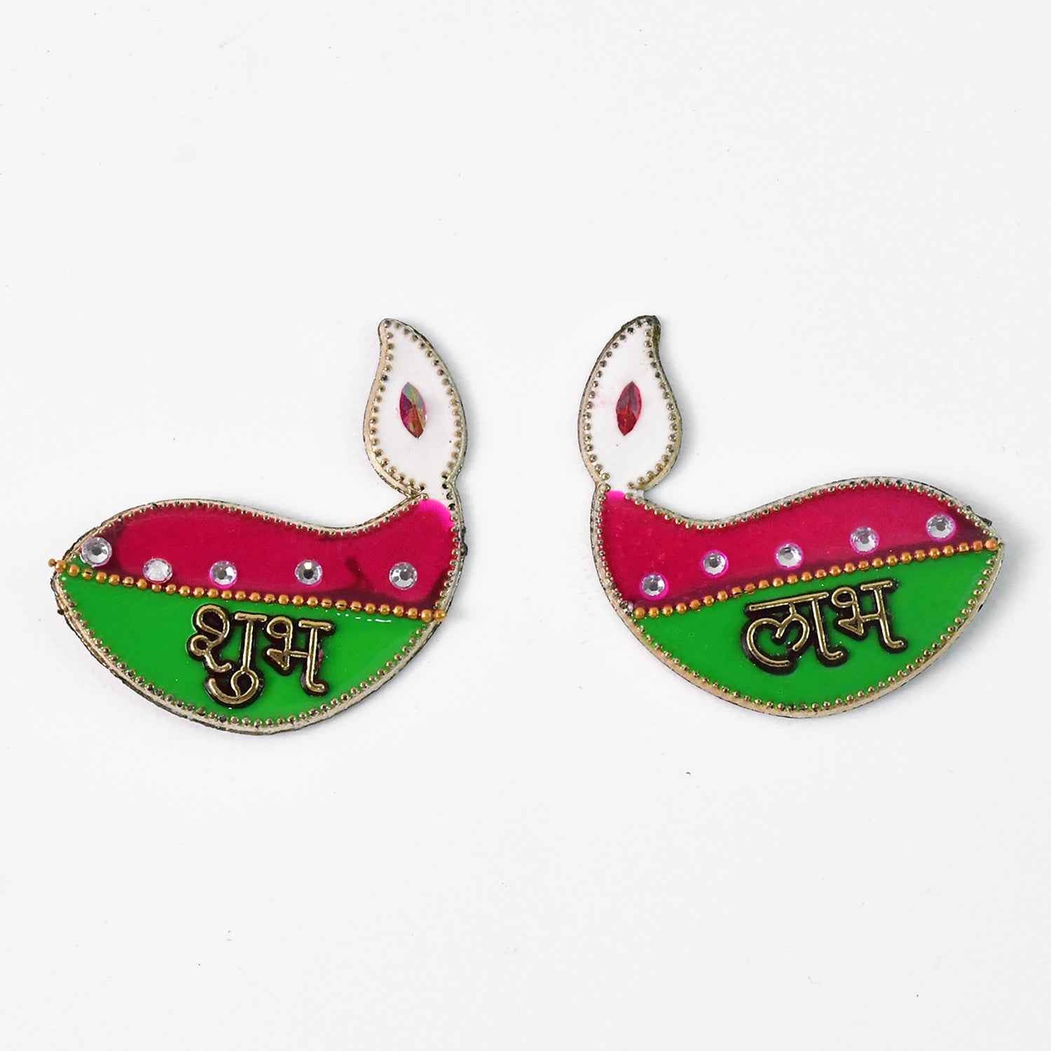 Shubh Labh Diya Wall Hangings – Set of 2 Decorative Pieces