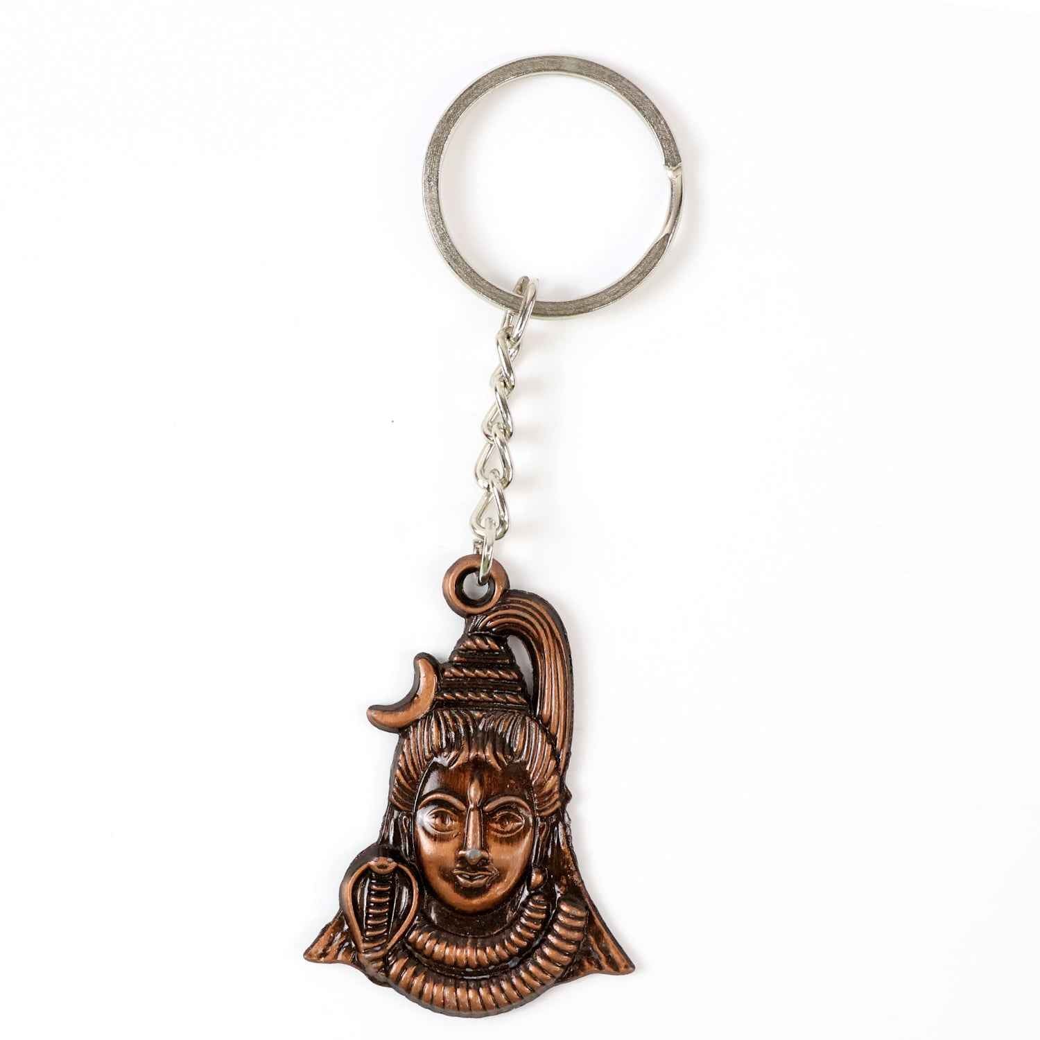 Lord Shiva Antique Finish Metal Keychain – Durable Devotional Gift