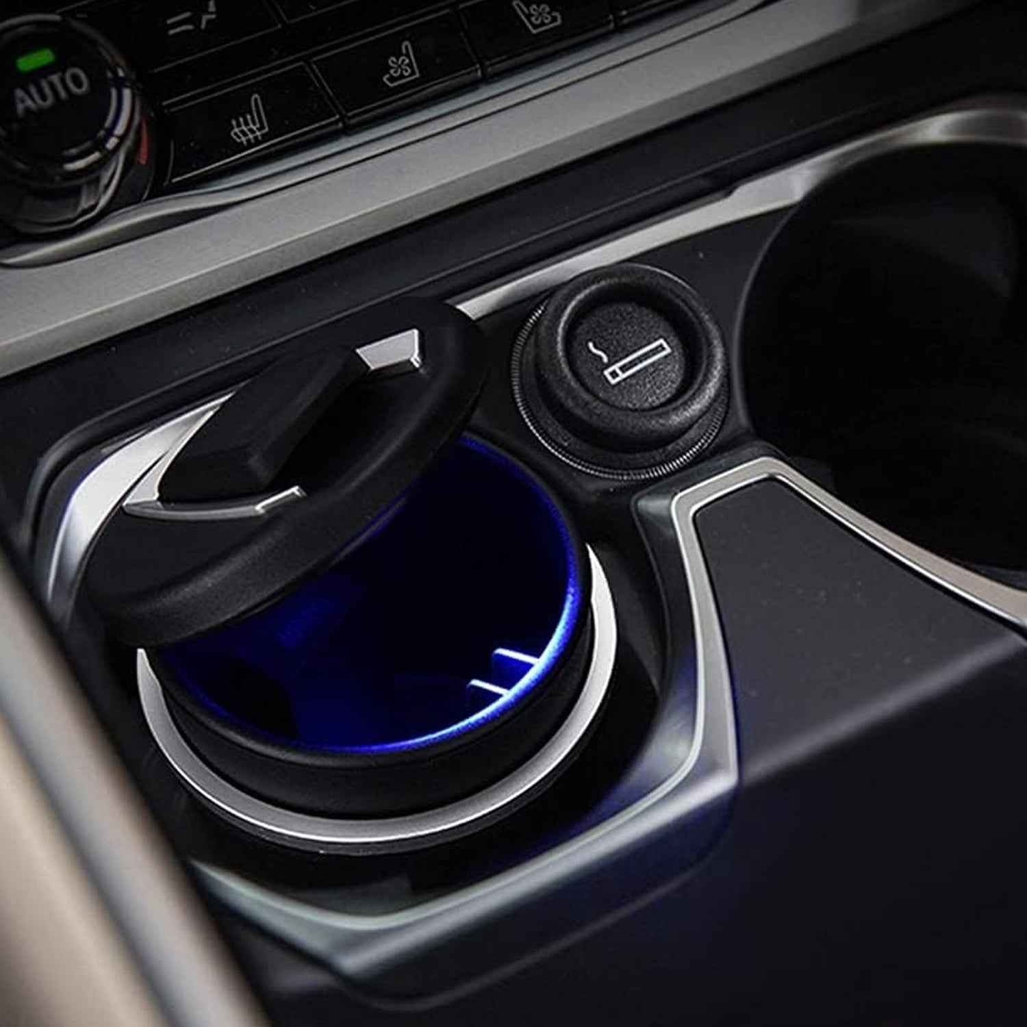 Portable Car Ashtray with Lid and Blue LED Light – Smokeless & Odour-Free