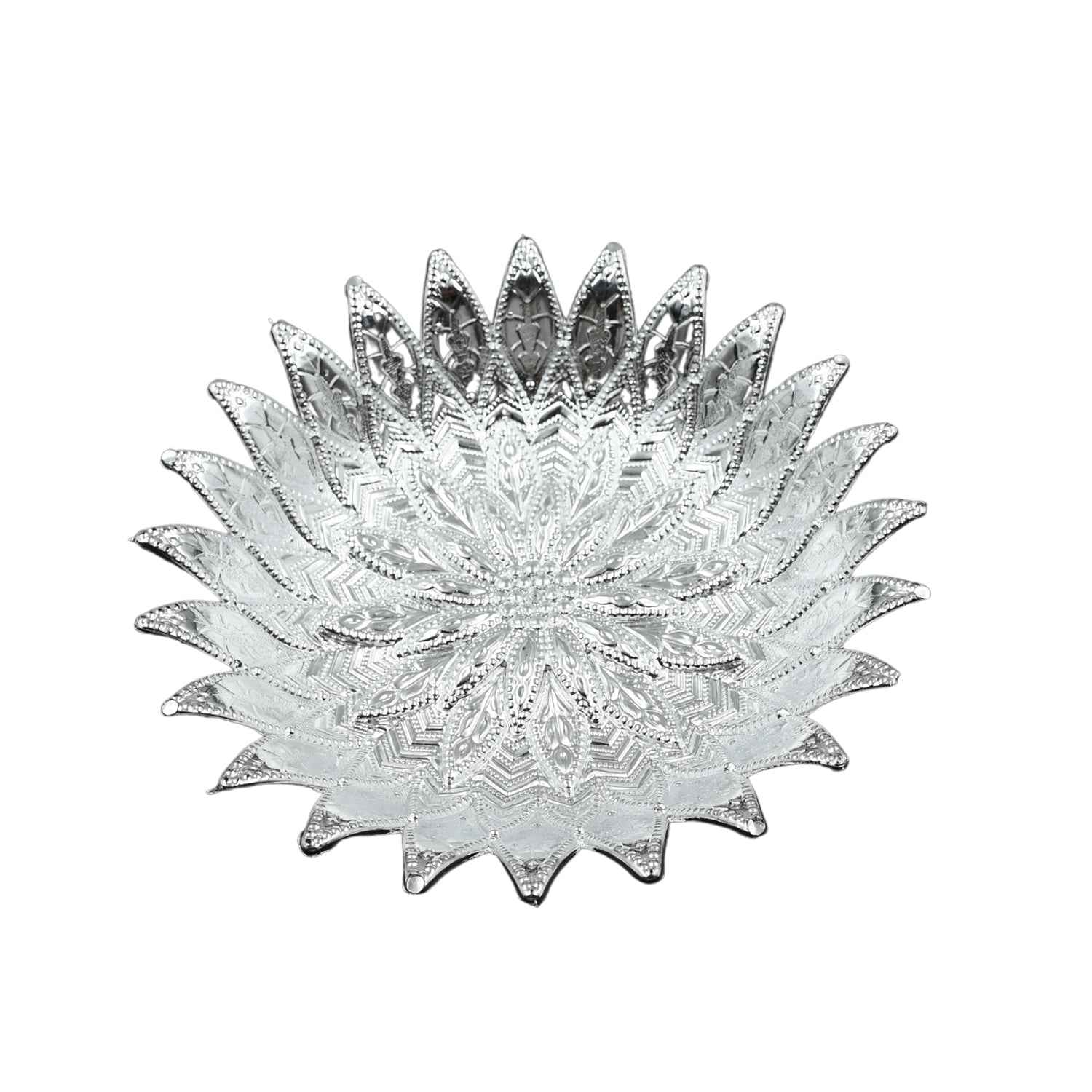 Silver Finish Serving Tray – Decorative Mukhwas & Dry Fruit Platter | Indo Glow