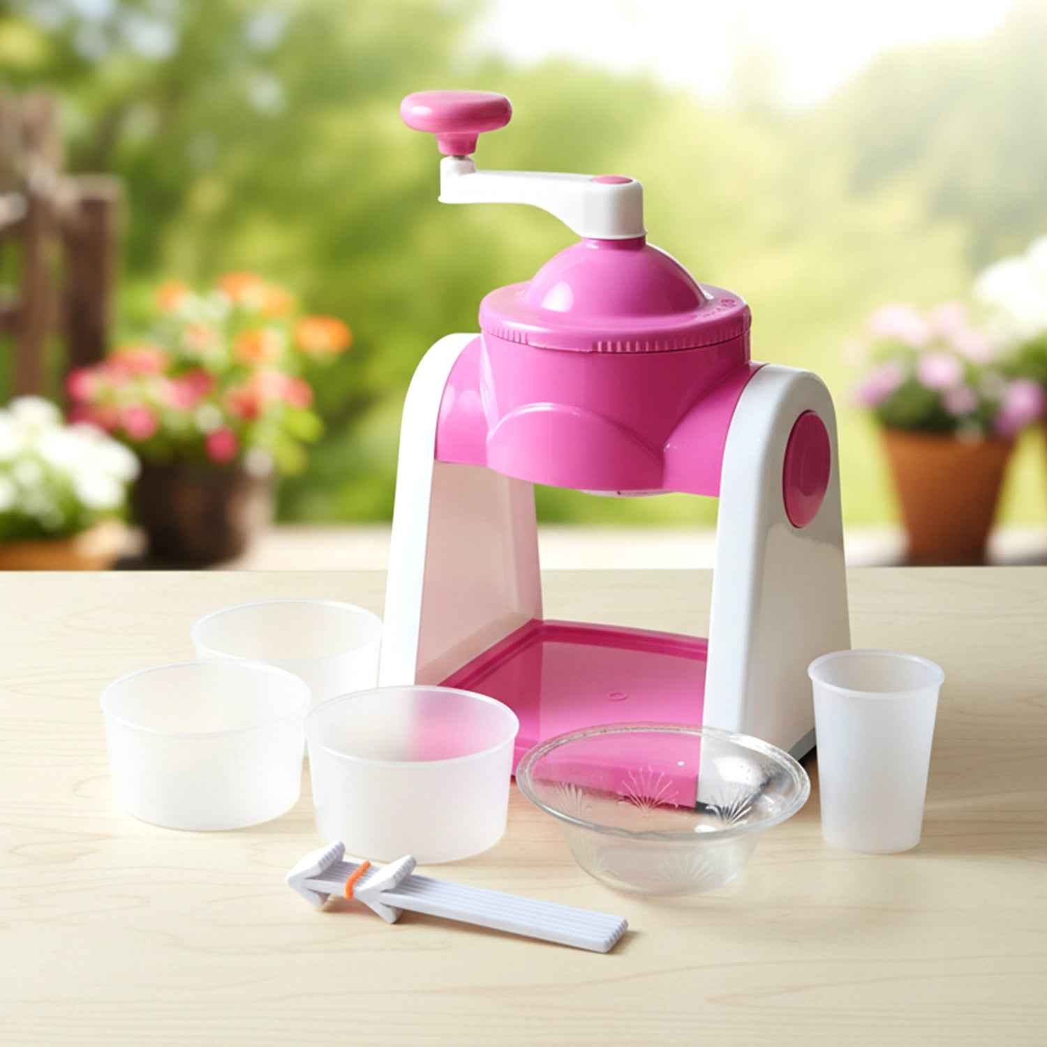 Manual Portable Pink Gola Maker – Hygienic Ice Slush Maker
