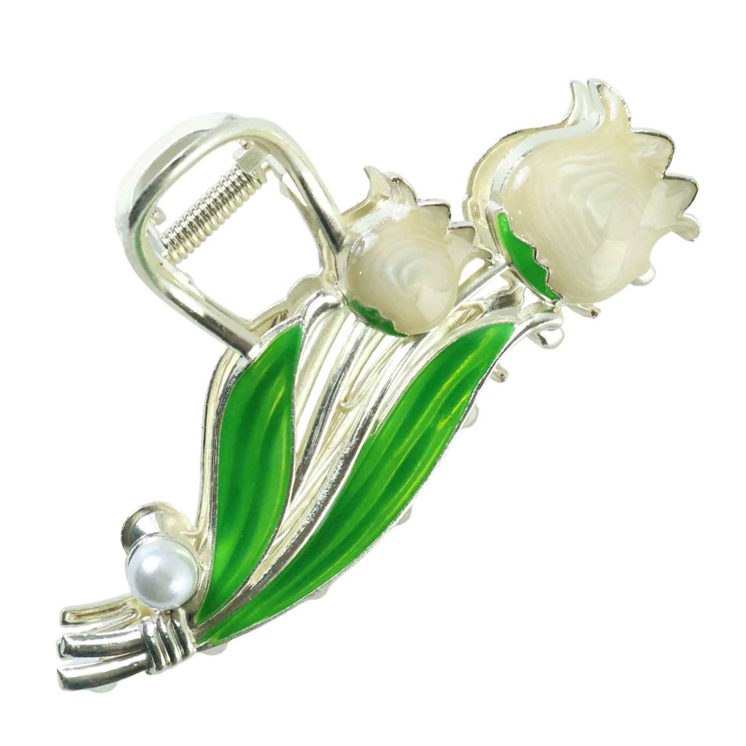 Floral Hair Claw Clip – Elegant Pearl Accent for Secure Hold