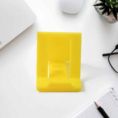 Triangular plastic mobile phone stand in folded compact form