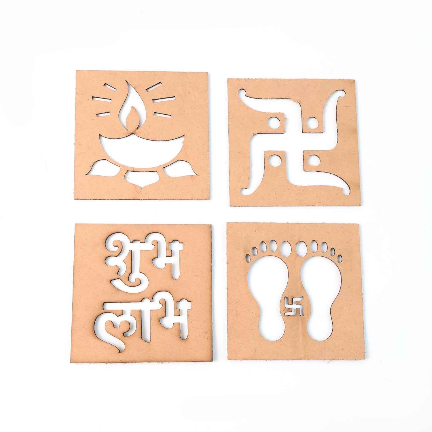 Wooden Decorative Cutouts – Mix Design 4-Piece Festive Set