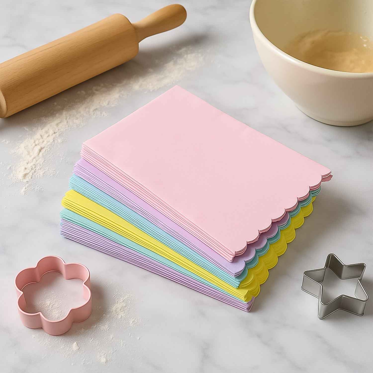 Oil-Absorbing Baking Paper Sheets – 200 Pcs Multi-Color Pack