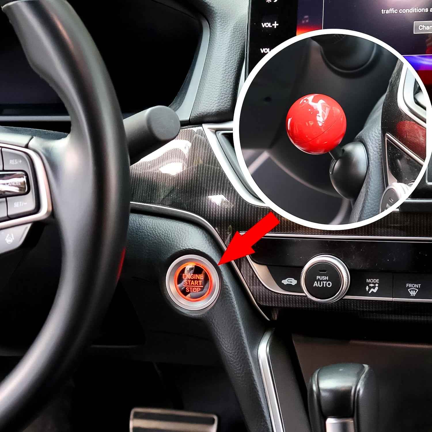 Ball Design Car Push Start Button Cover – Durable Metal Alloy
