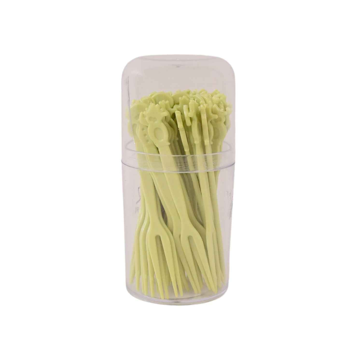Clear plastic dessert forks for serving sweets and fruit
