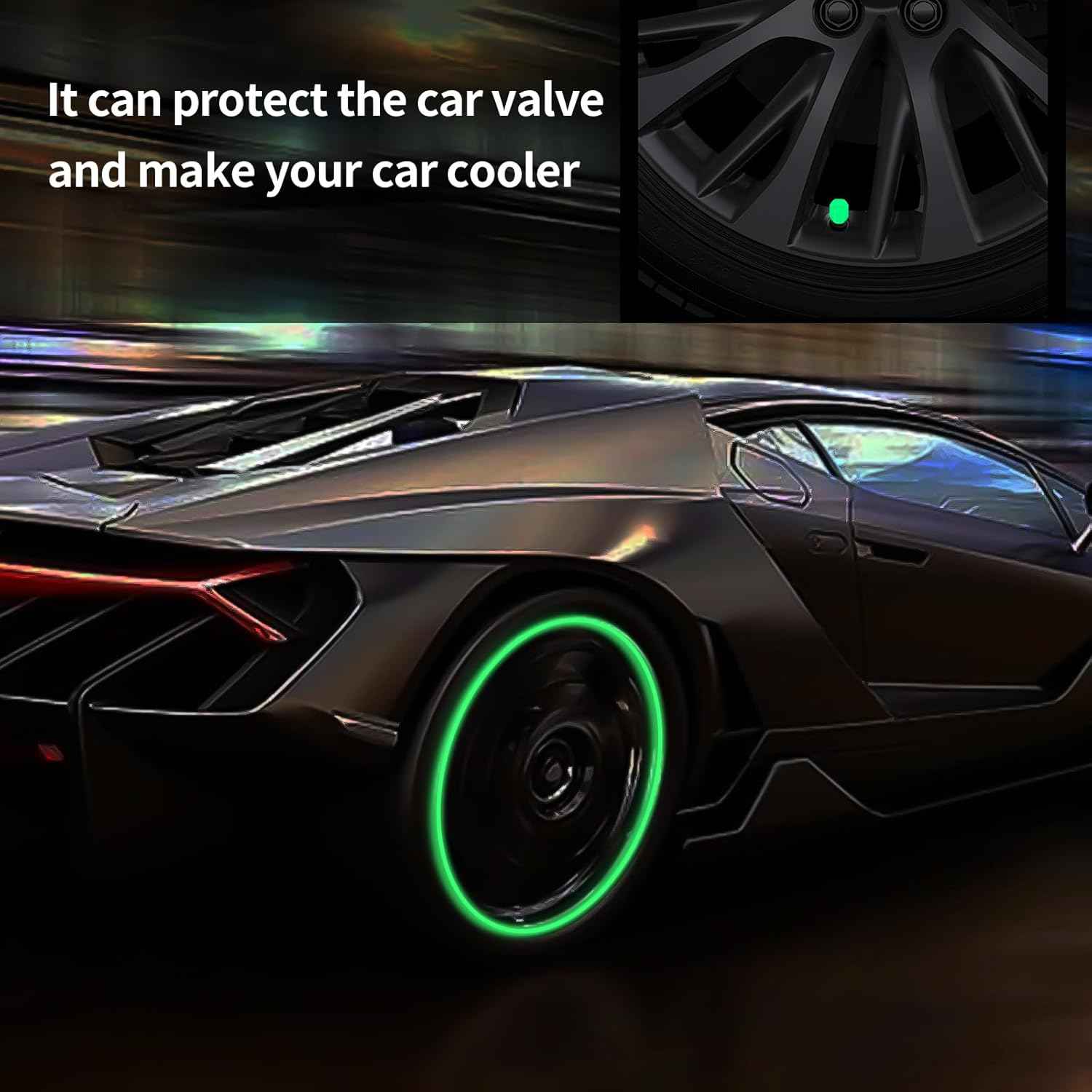 Luminous Glow Tyre Valve Caps 100 Pcs Set – Durable ABS | Velvet Wheels