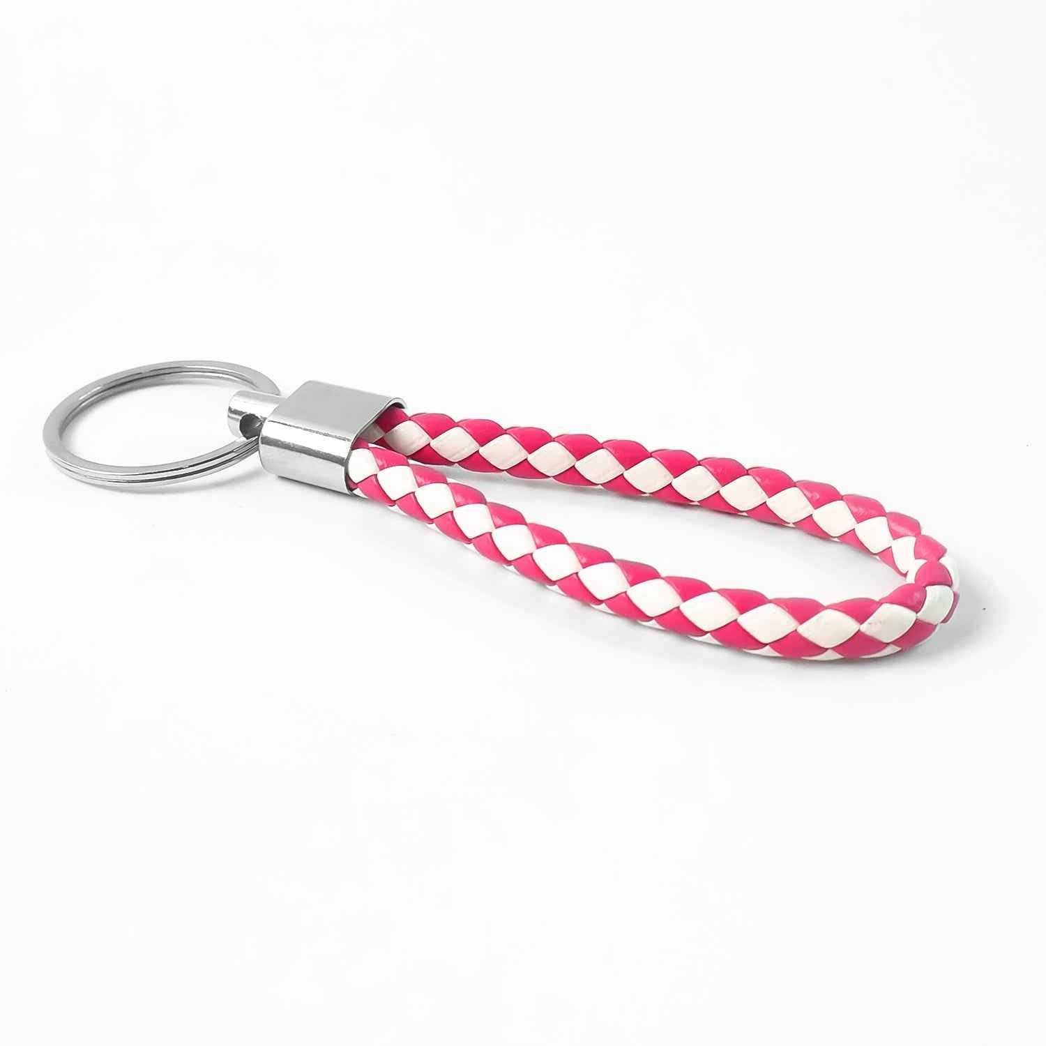 Braided Leather Keychain – Durable Metal Ring & Stylish Hand Strap