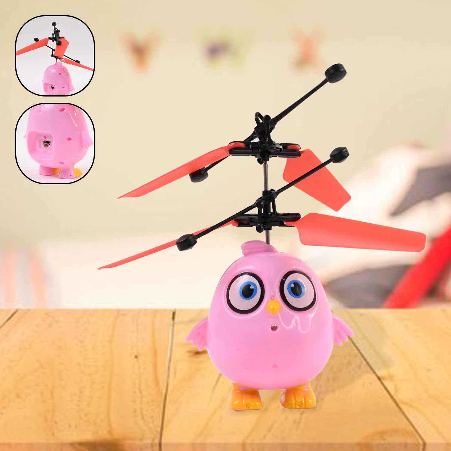 Flying Bird RC Toy – Pink Owl Design with LED & Remote Control