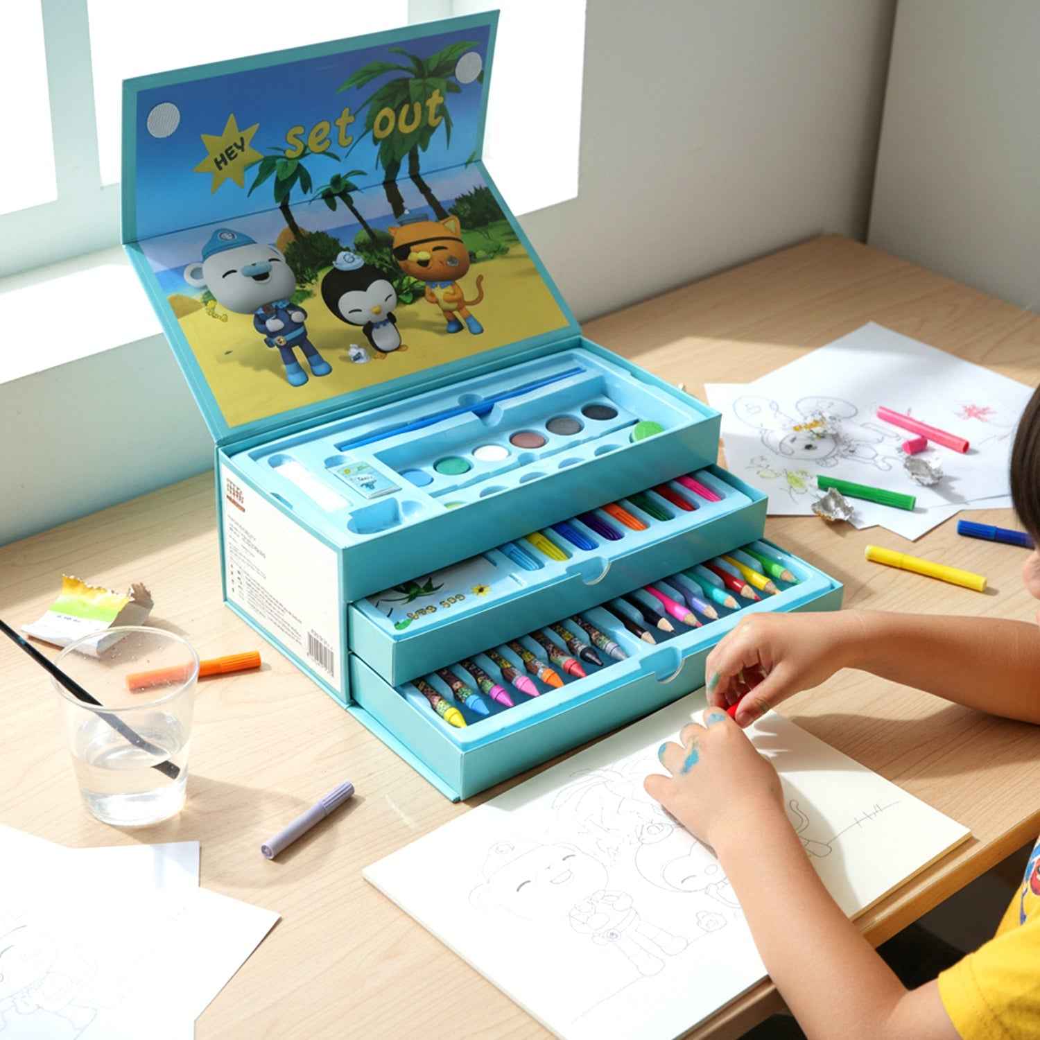 Kids Drawing Kit Box – Complete Cartoon Art Set with Colors