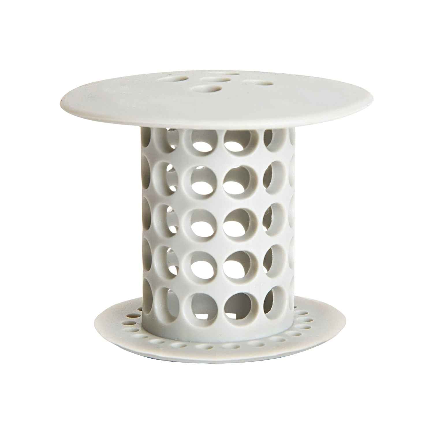 Flexible silicone sink and tub hair catcher strainer in use