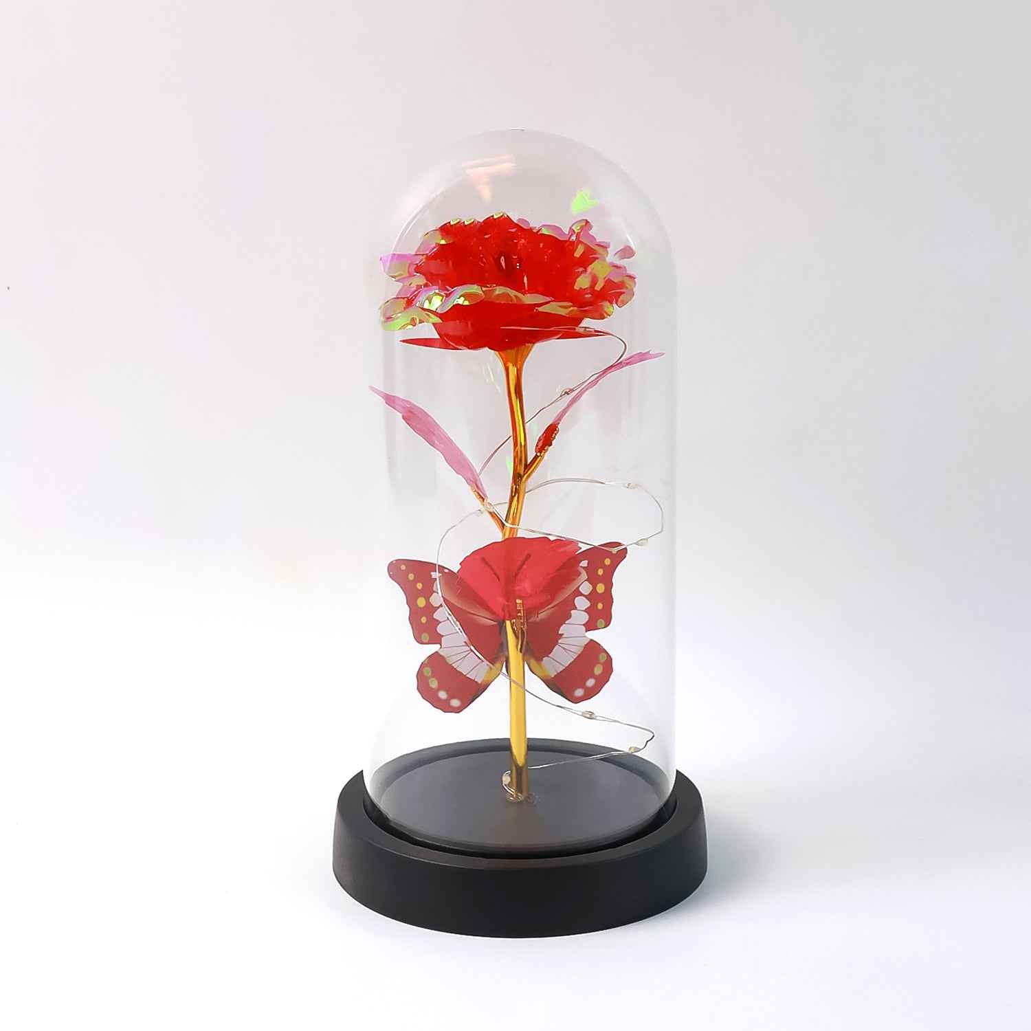 LED Eternal Rose in Plastic Dome – Romantic Night Light Gift