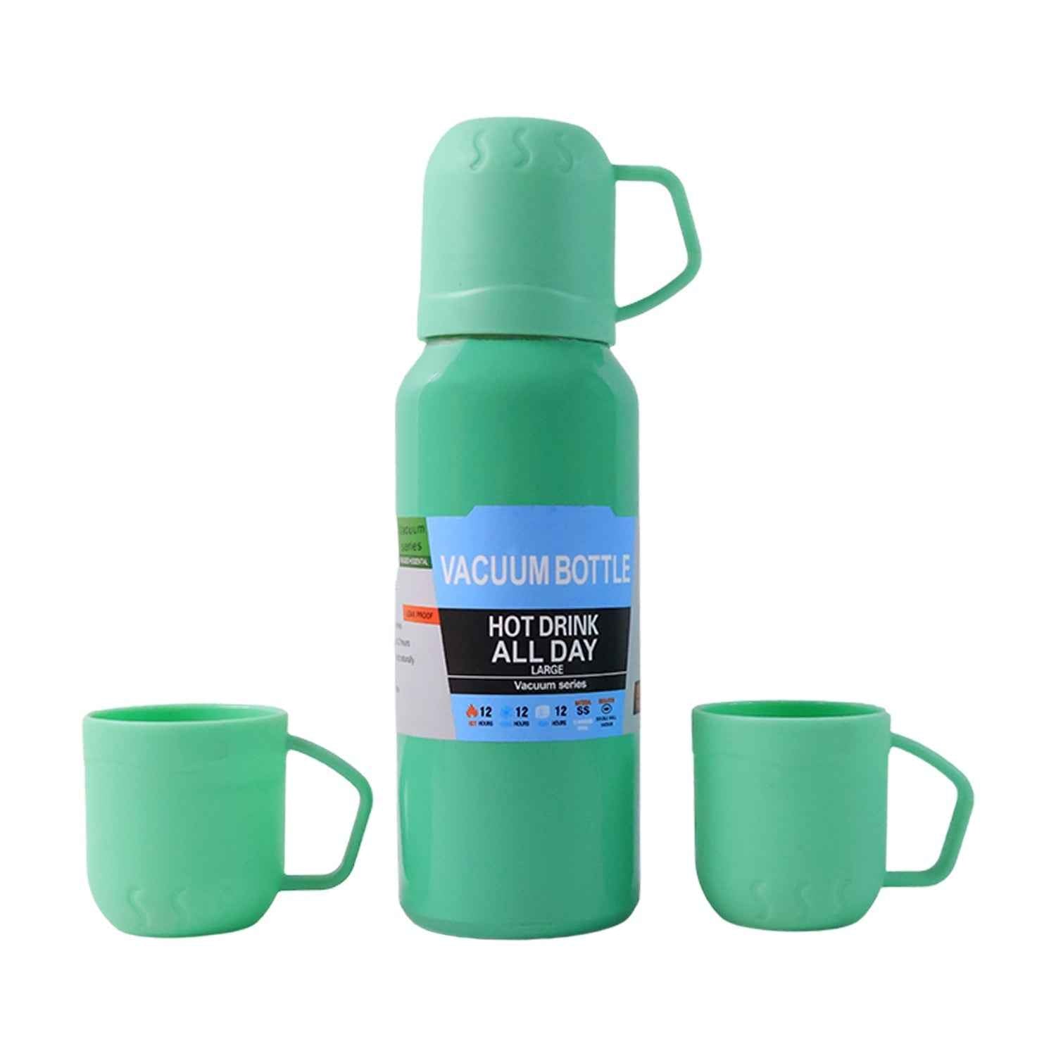 Vacuum Flask Set – Stainless Steel Thermos with 3 Cups, 500ml