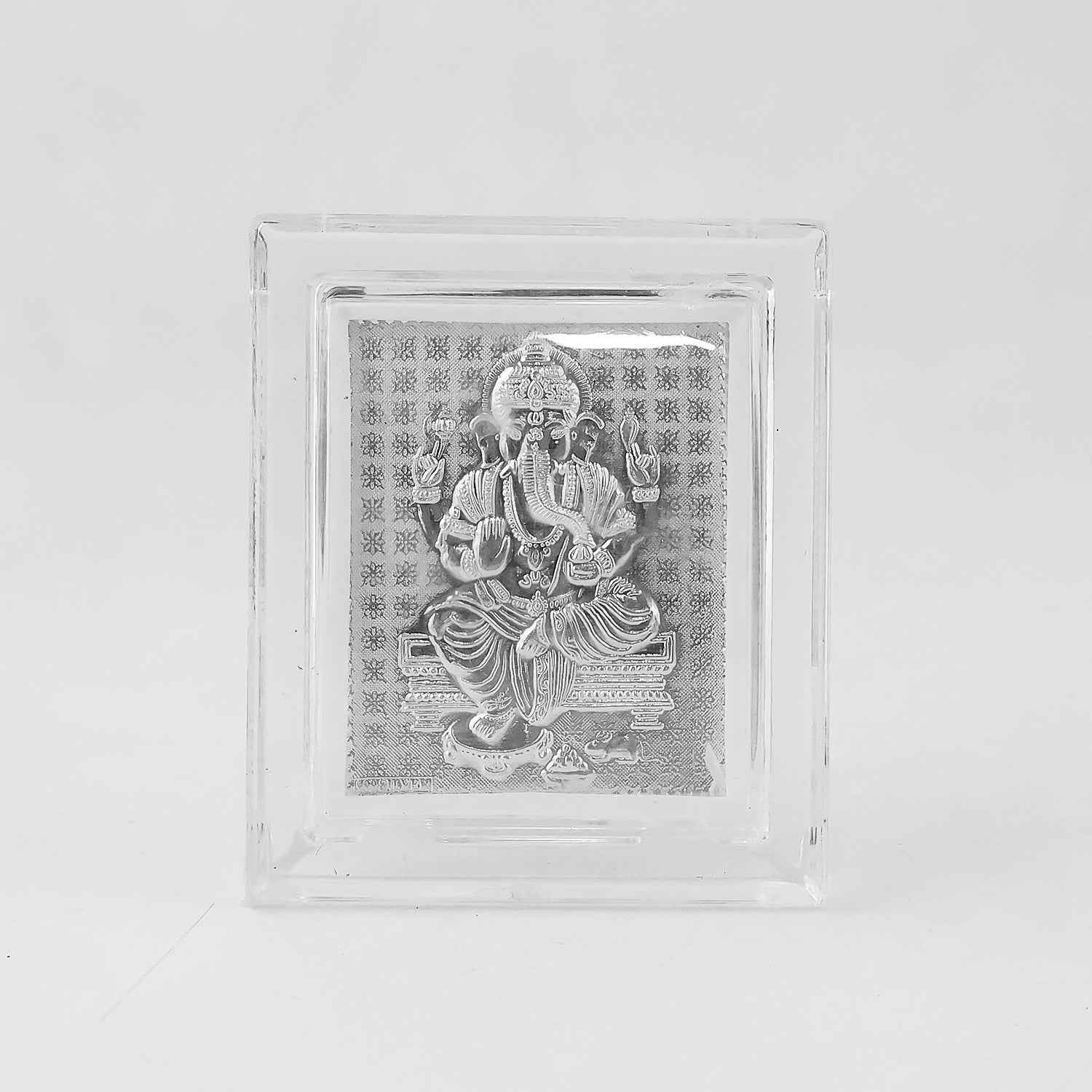 Lord Ganesha Silver-Plated Photo Frame – Elegant Spiritual Decor