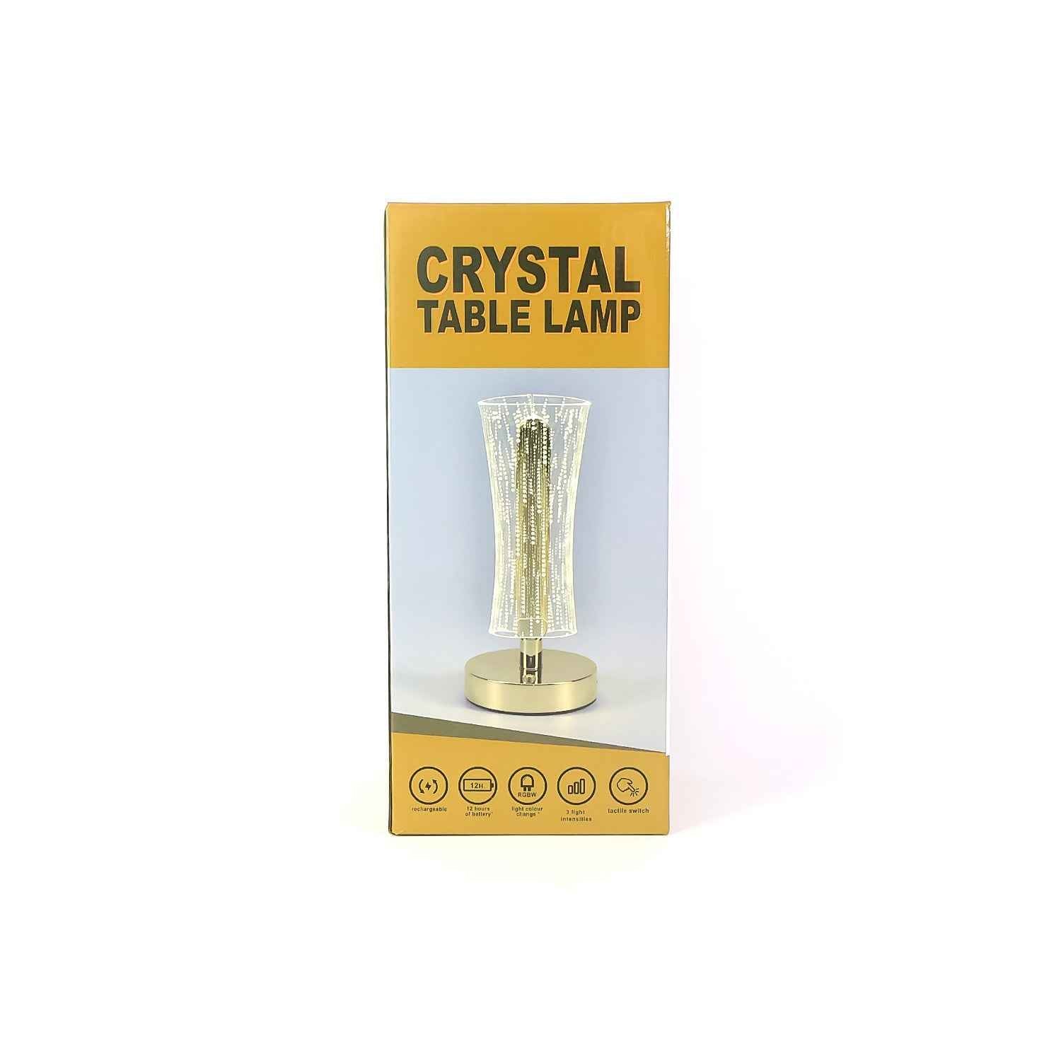 Crystal Table Lamp – Tall Cylindrical LED with USB Charging