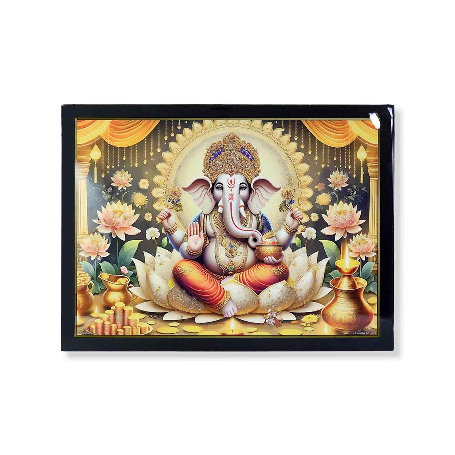Lord Ganesha Wall Painting – 60x45 cm Wooden Frame Decor