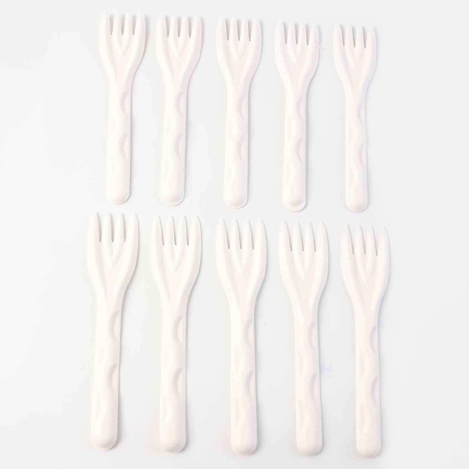 Compostable Bagasse Forks – Strong Eco-Friendly Disposable Cutlery 10-Pack