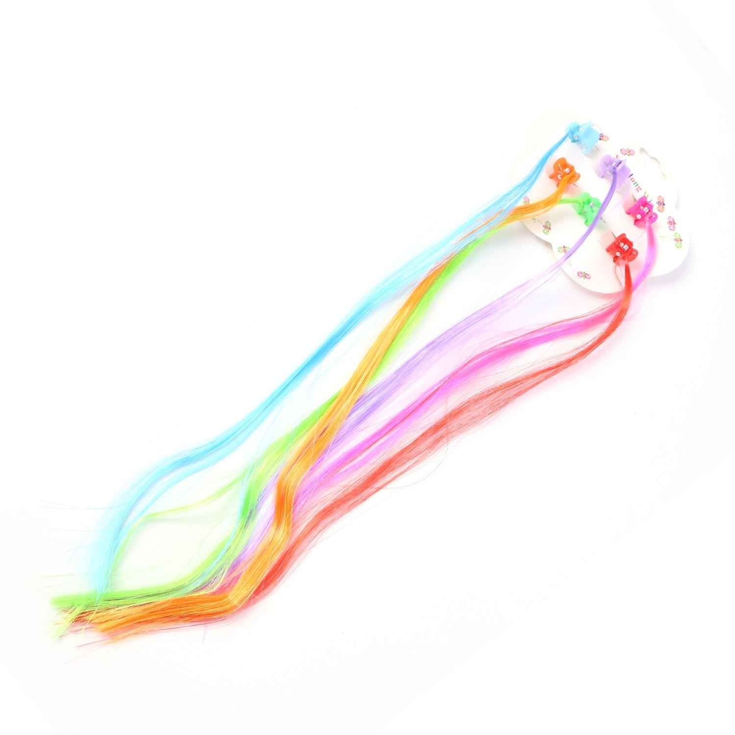 Kids Hair Extensions – 6 Pc Colorful Clip-In Braid Set