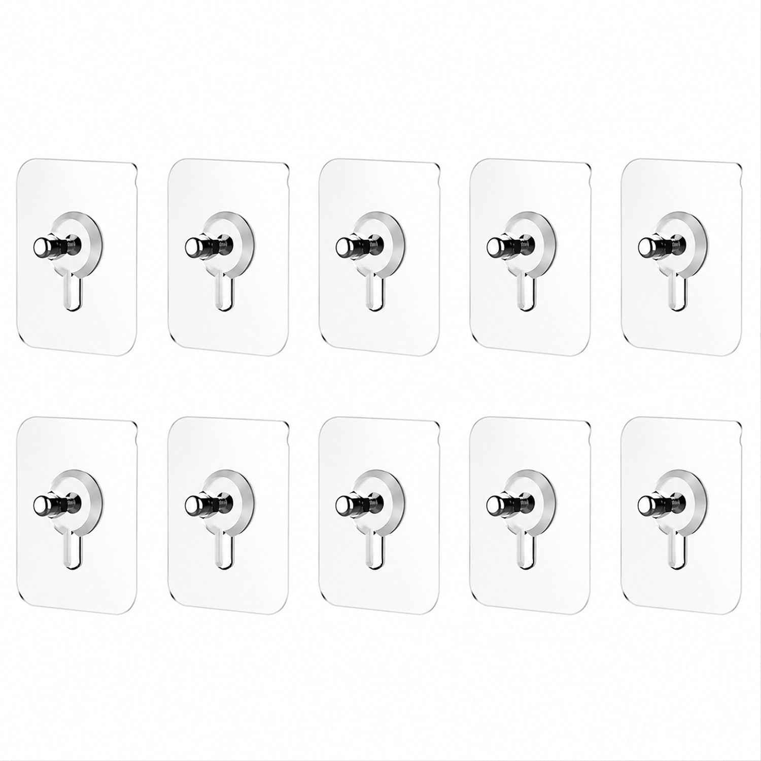 Adhesive Plastic Wall Hooks Ð Strong Hold & Reusable 10 Pc Set