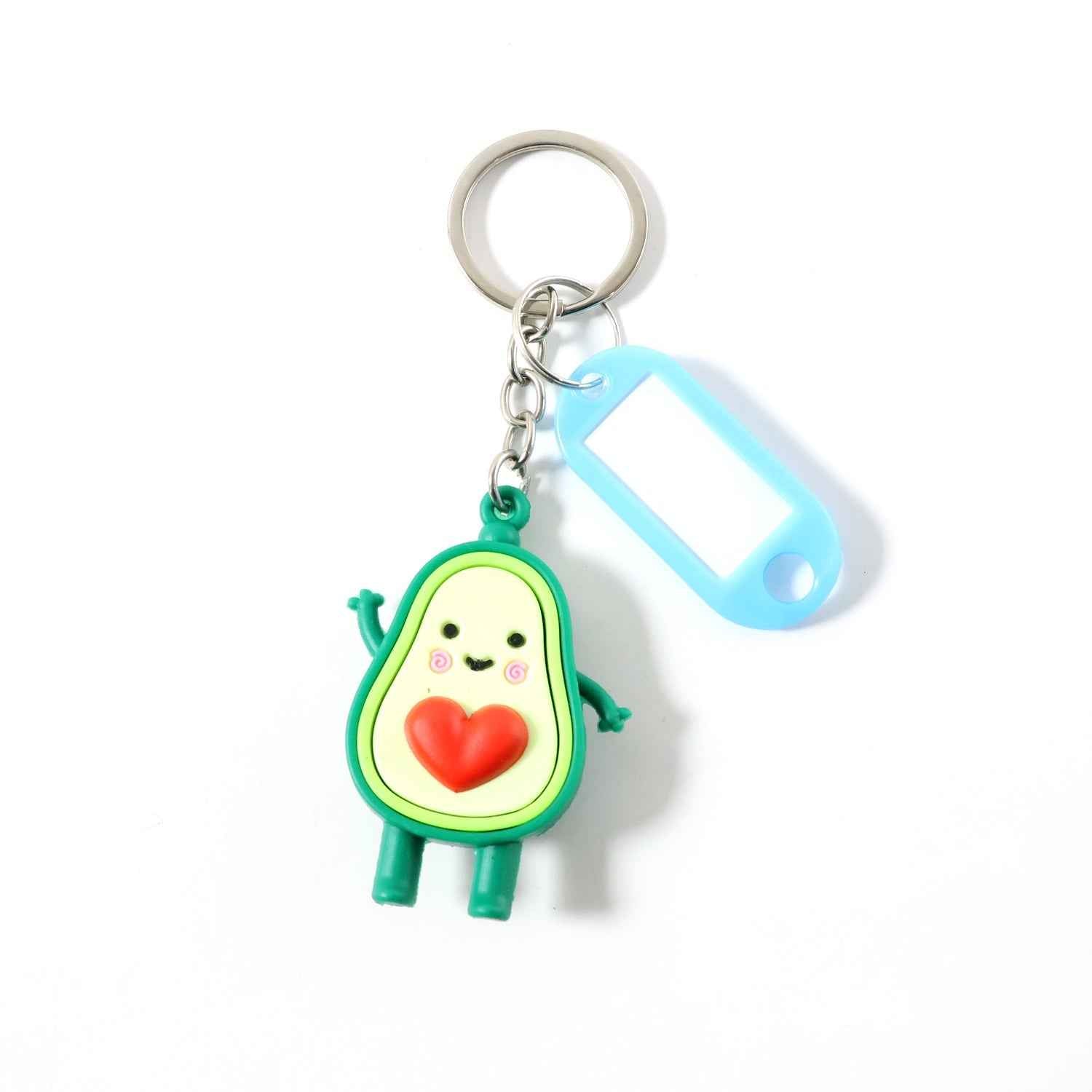 Avocado Cartoon Keychain with Name Tag Holder – Cute & Practical
