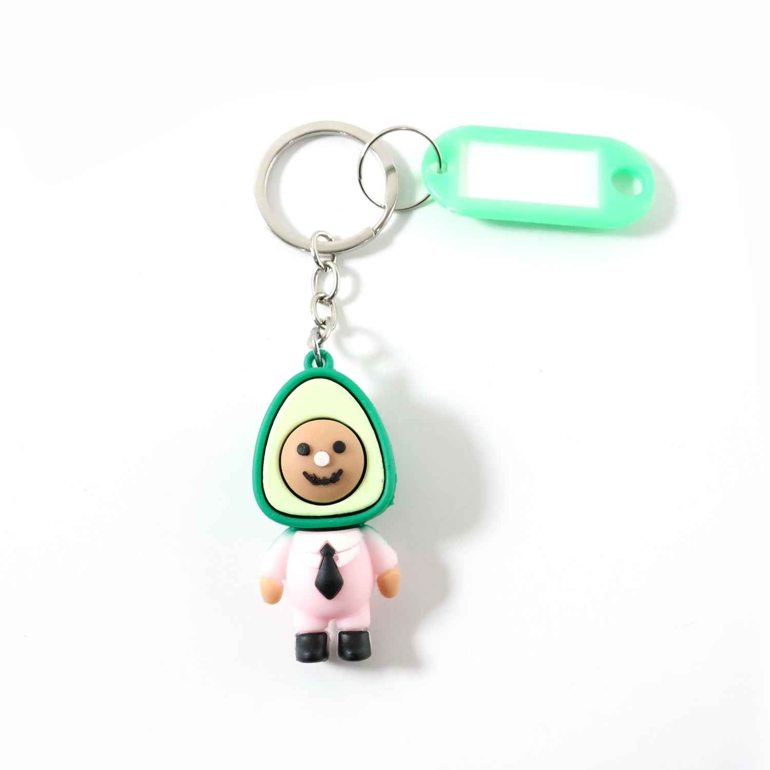 Avocado Character Keychain – Cute Cartoon Design with Name Tag