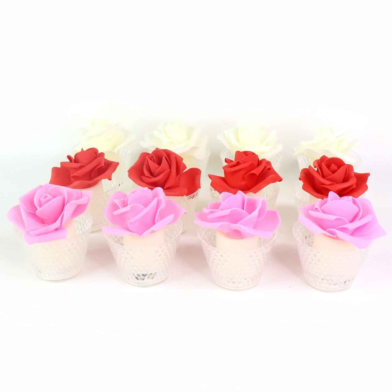 Rose Shaped Flameless LED Candles – Elegant Romantic Decor Set