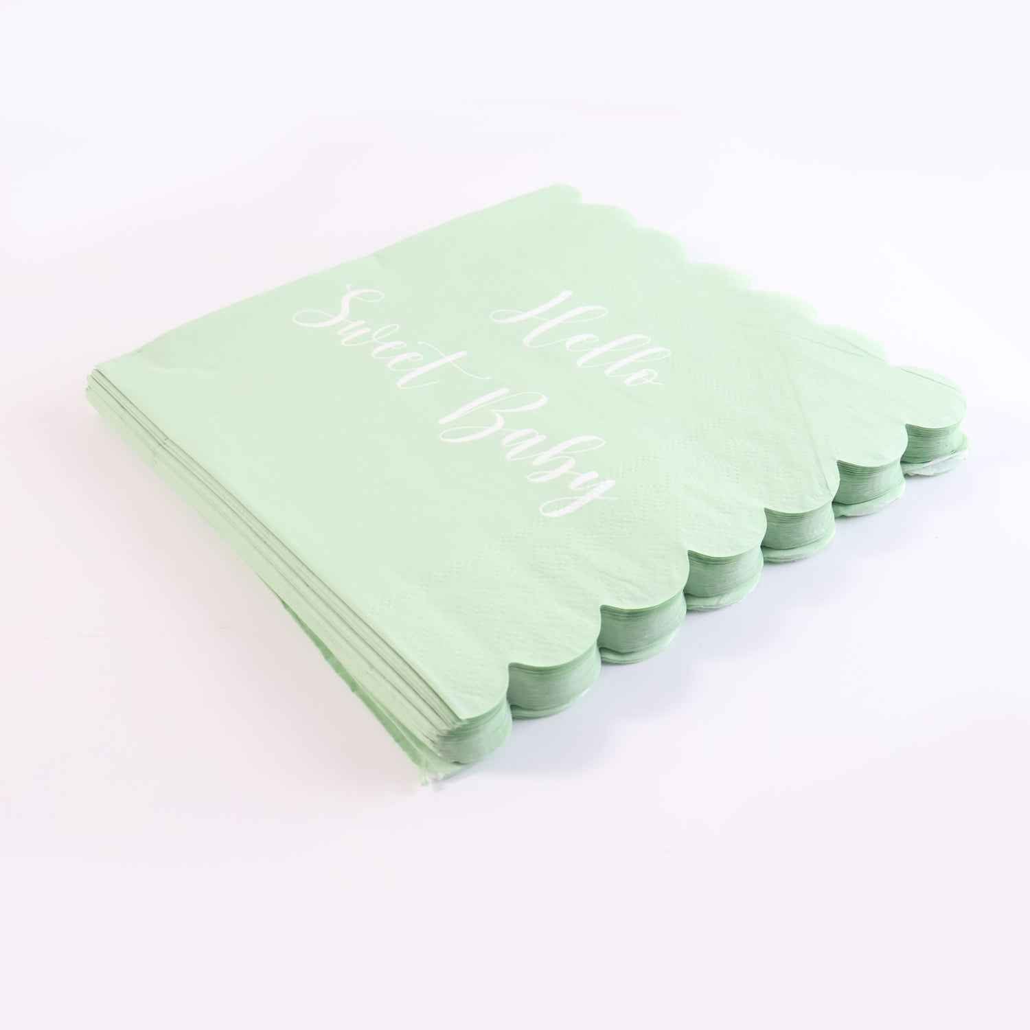Hello Sweet Baby Party Paper Napkins – Soft Mint Green 24 Pc
