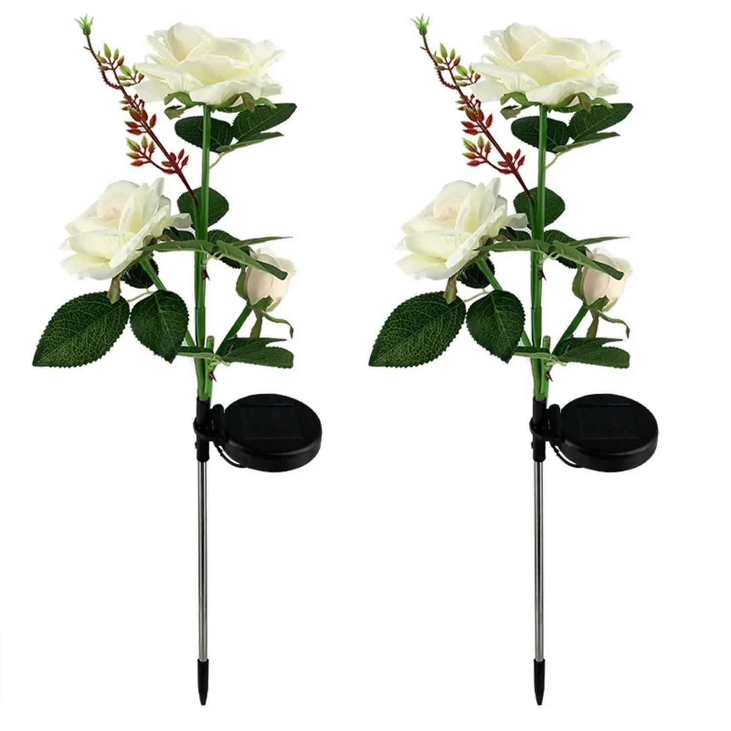 Solar Garden Decorative Flower Lights – Set of 2 LED Roses