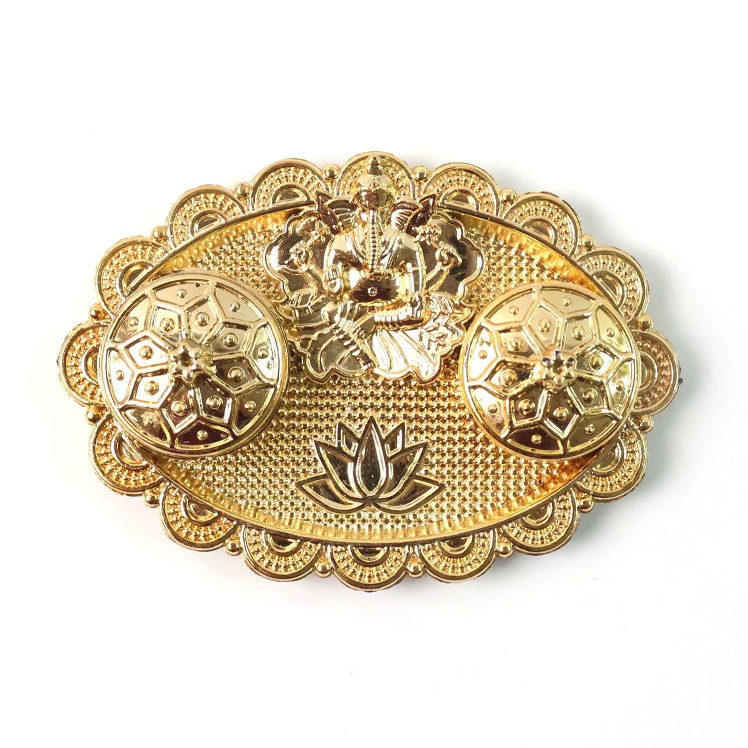 Ganesh Embossed Roli-Chawal Kumkum Chopra – Antique Gold Finish