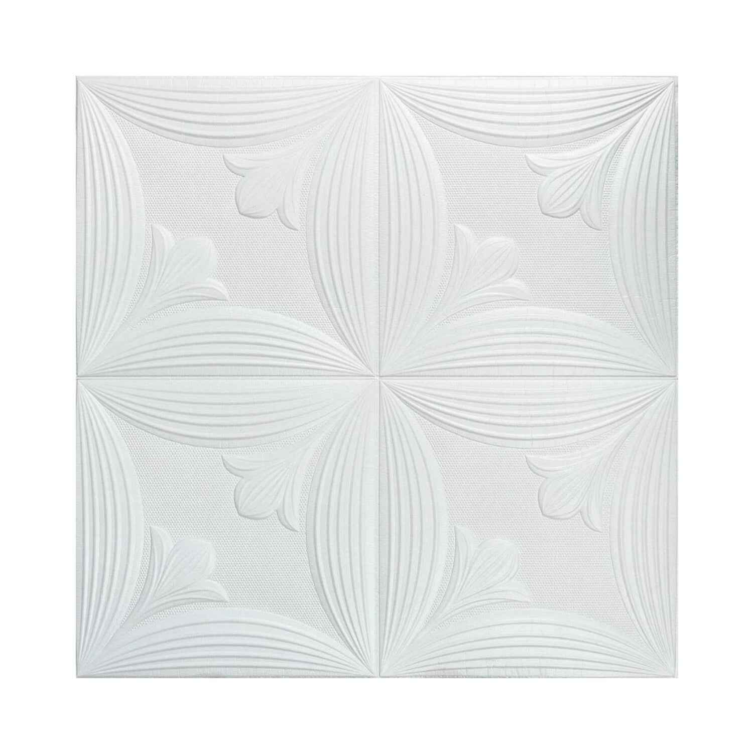 3D Foam Wallpaper Panels – White Floral Embossed Design