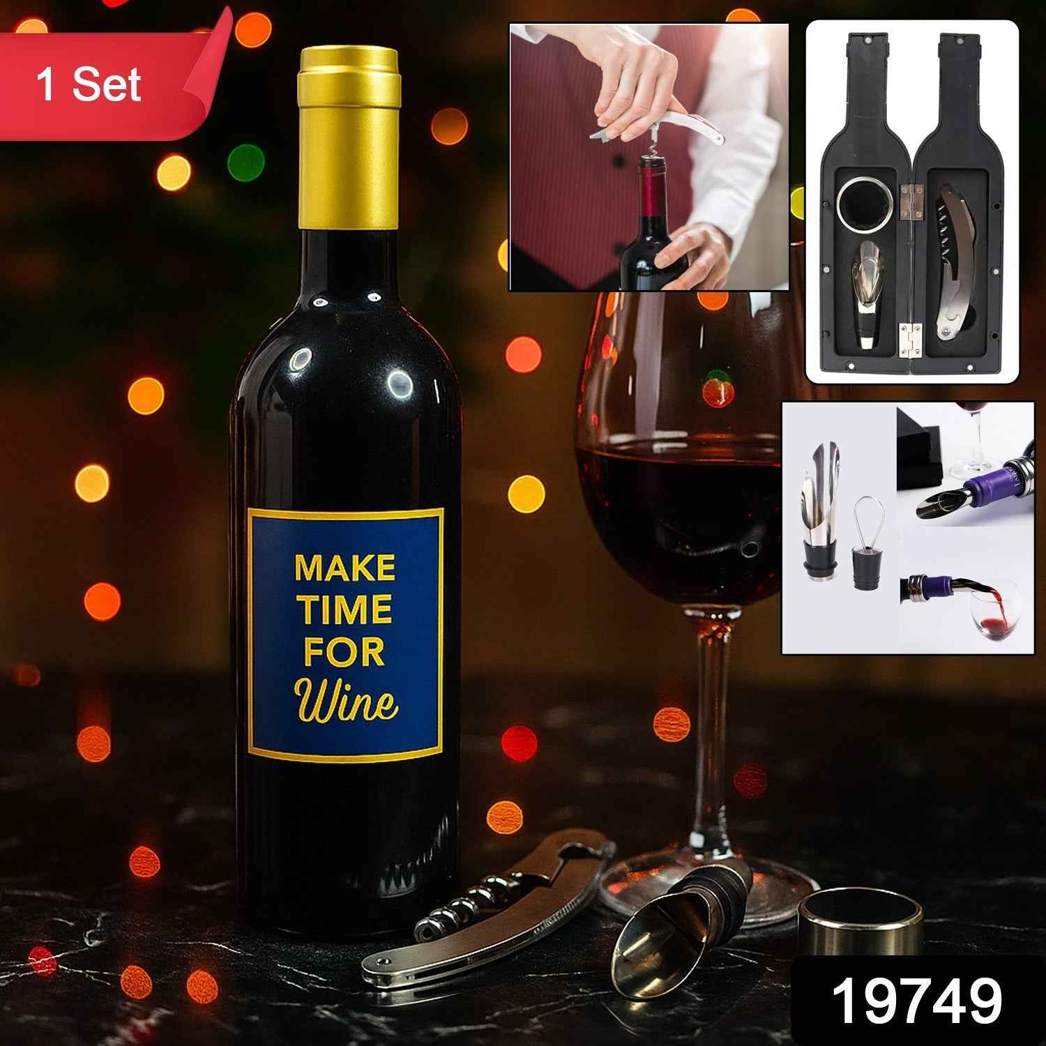 Wine Accessory Gift Set – 4-in-1 Stainless Steel Bar Tools