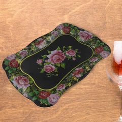 Stainless Steel Serving Tray – Floral Design, Durable | Tidy Table