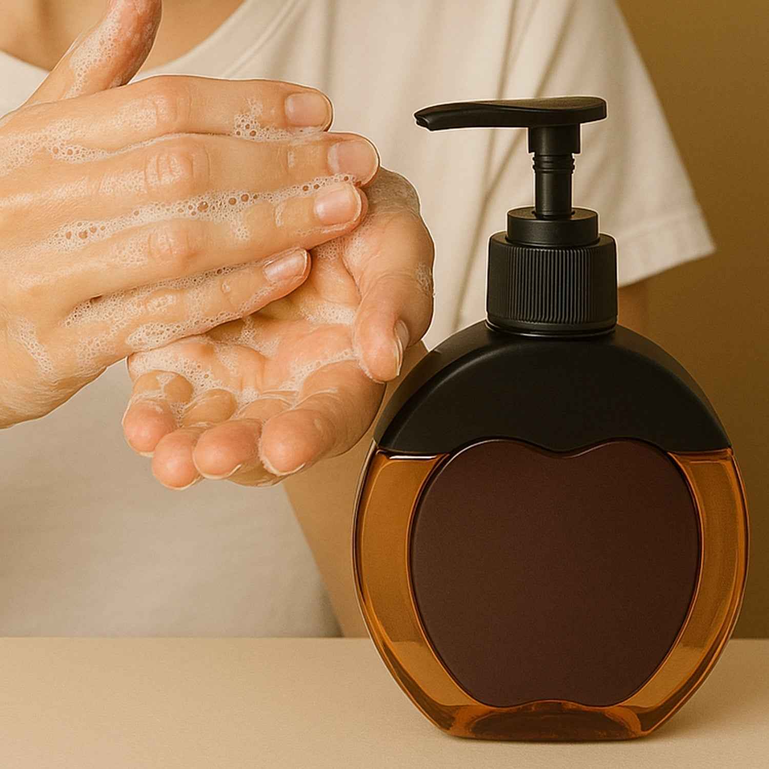 Liquid Soap Dispenser – Refillable Apple-Shaped 350 ML Capacity