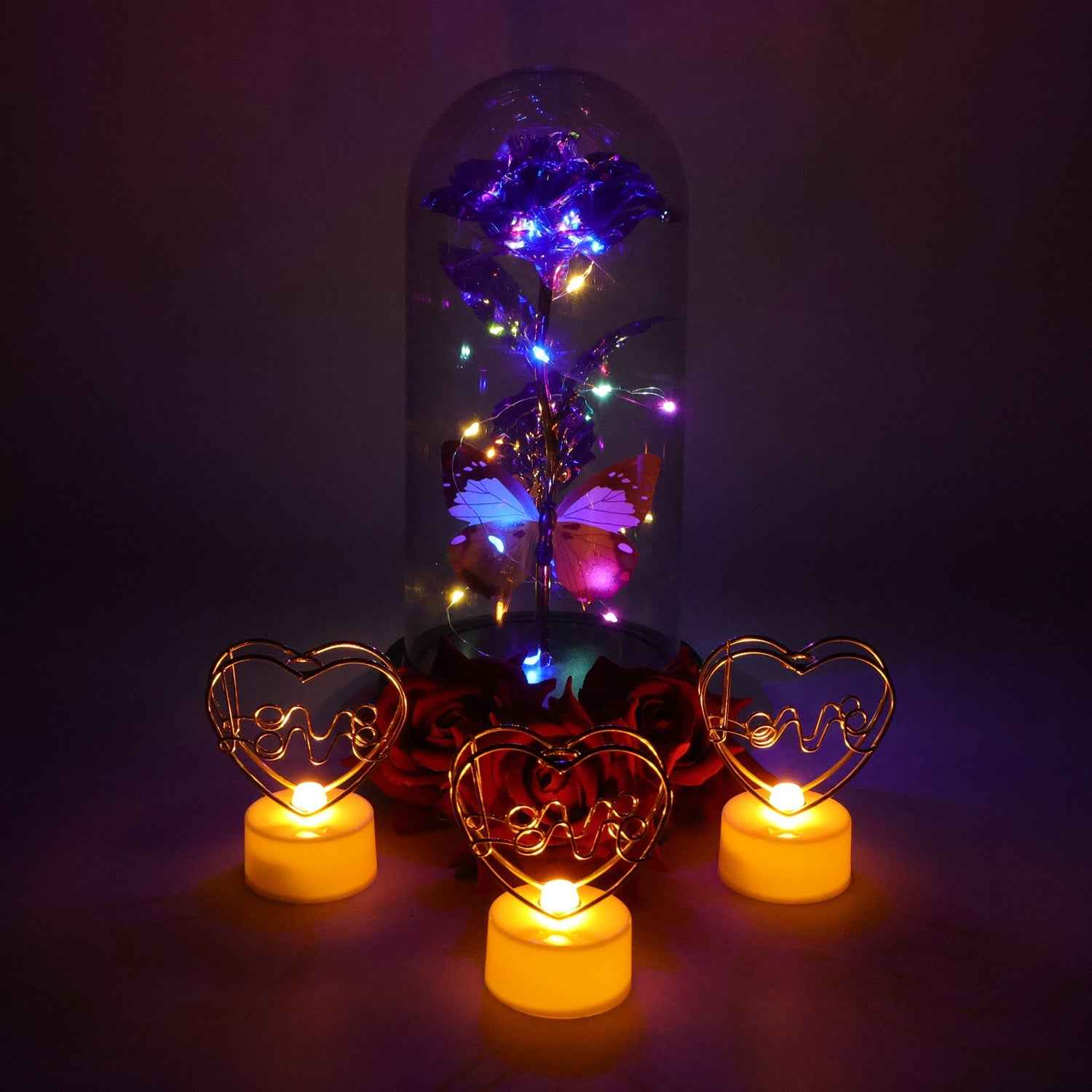 Glass Dome Rose Romantic Gift Set – Elegant LED Décor