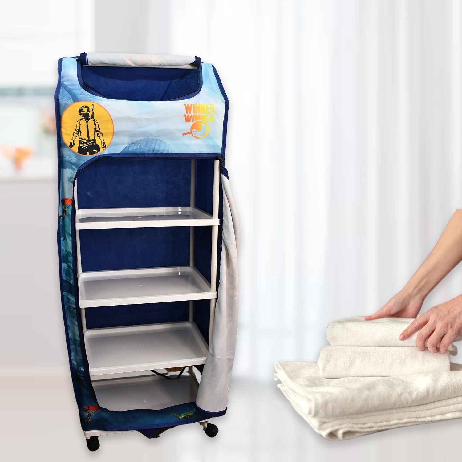 Foldable Baby Wardrobe with 6 Shelves – Durable & Space-Saving