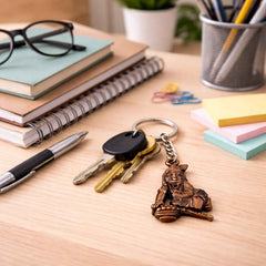Bal Krishna Makhan Chor Keychain – Premium Antique Gold Finish