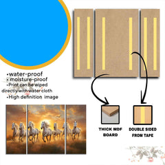 Horses Sunset Wall Art Ð Vibrant 3-Panel MDF Canvas for Home Decor