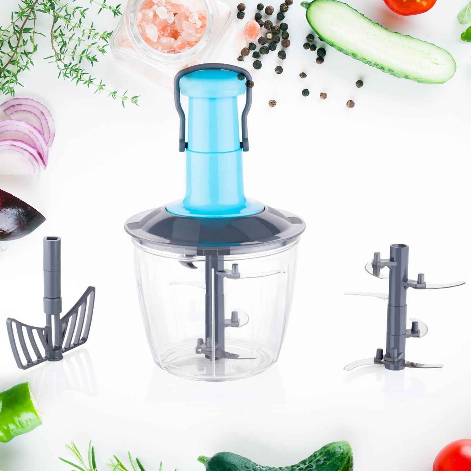 Manual Vegetable Chopper 6-Blade Stainless Steel – 950ML | XcelCraft