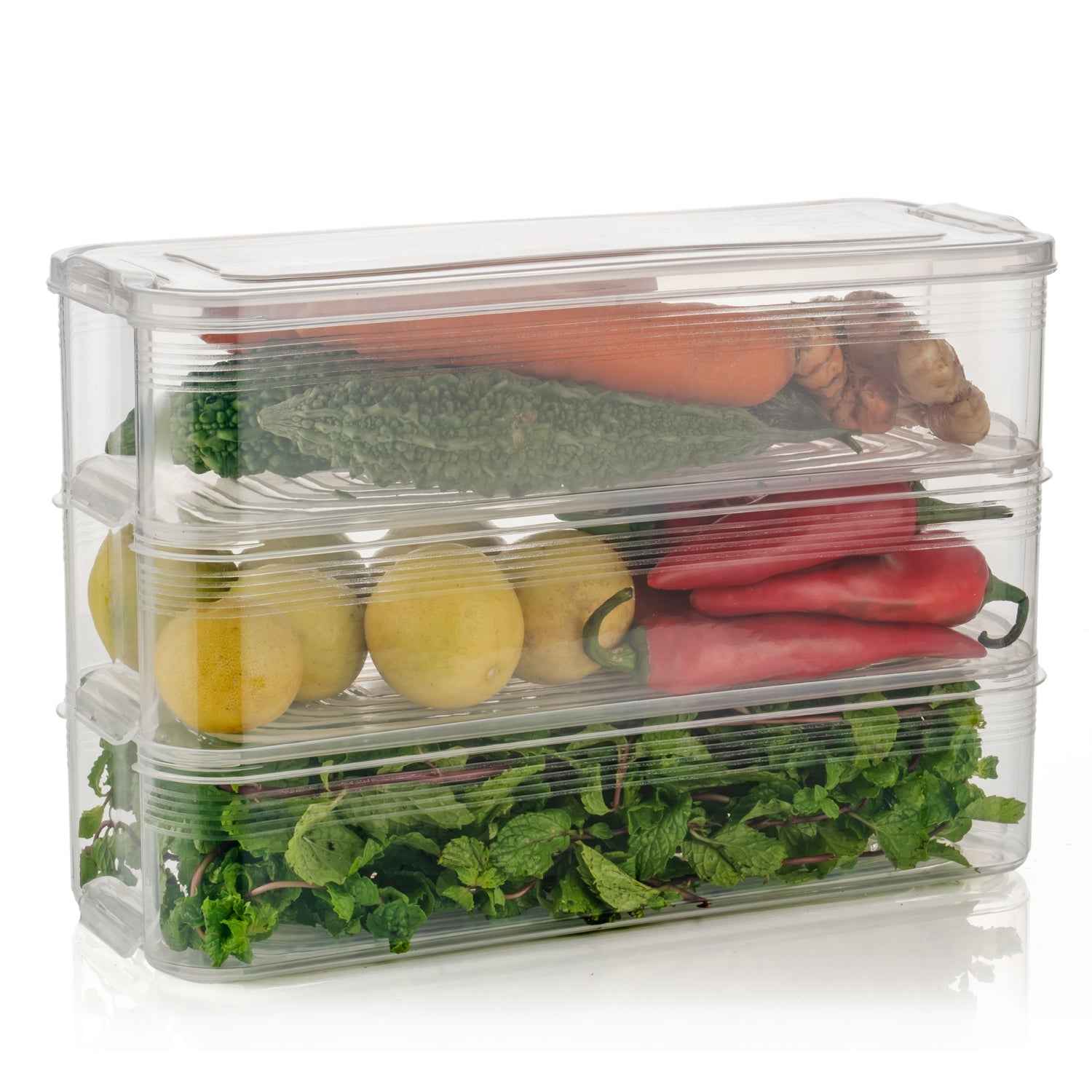 Fridge Storage Containers – Stackable 3-Pc Set, 1500ML | Organivo